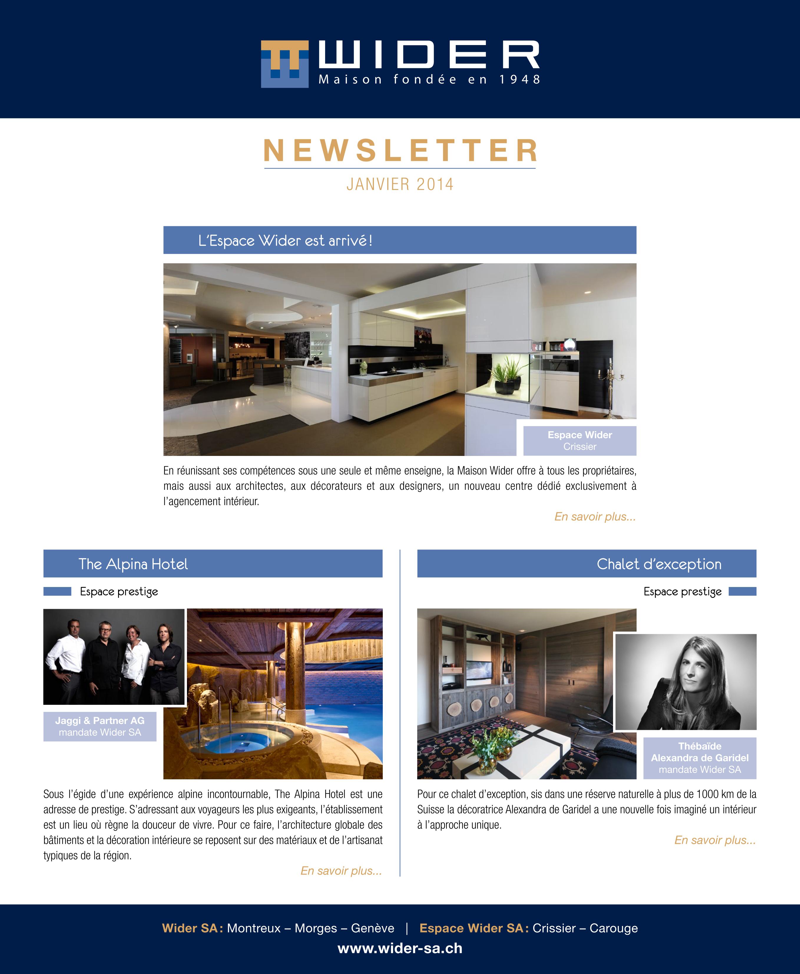 Newsletter janvier 2014