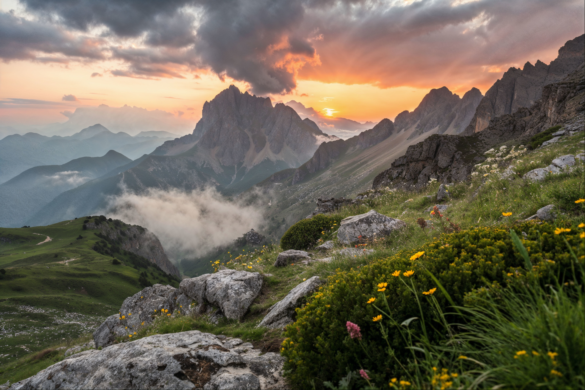 sunset mountain majesty